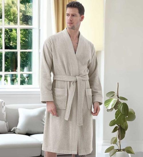 Men's Organic Turkish Cotton Terry Kimono Robe | Terry Cloth Bathrobe - The Higher Flower
