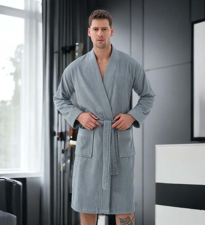 Men's Organic Turkish Cotton Terry Kimono Robe | Terry Cloth Bathrobe - The Higher Flower