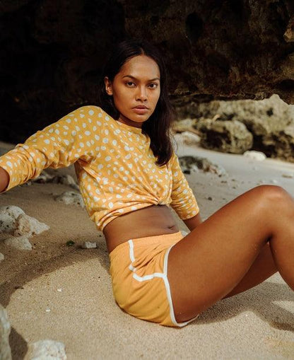 GIRL Seaside Runner Recycled Shorts in Sunflower Yellow - The Higher Flower