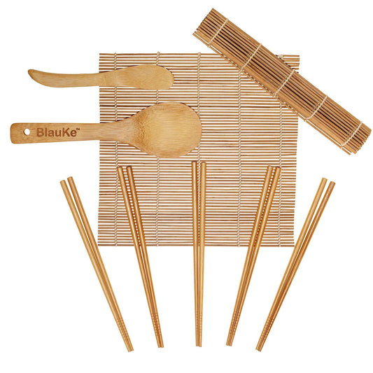 Bamboo Sushi Making Kit with 2 Sushi Rolling Mats, 5 Pairs of Reusable - The Higher Flower